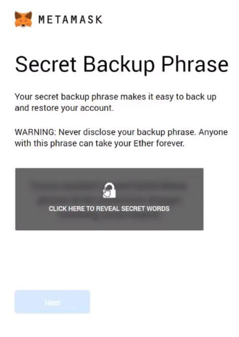 secret backup phrase